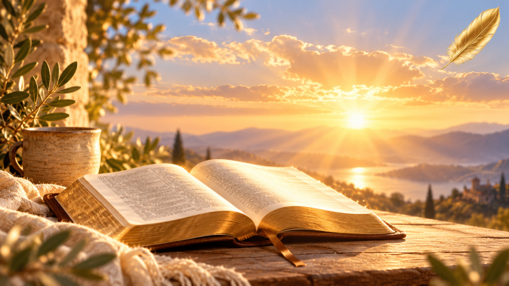 Golden Bible at Sunrise